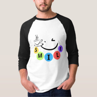 カラフルスマイルかわいいコーヒー引用グラフィックTシャツ Tシャツ