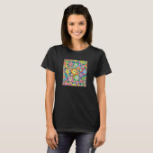 カラフルスマイルフェイス 笑顔のお花の顔 キッズ Tシャツ (正面フル)
