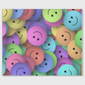 カラフルスマイル絵文字顔パターン卒業 ラッピングペーパー (フラット)
