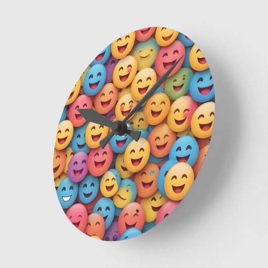 カラフルスマイル絵文字 ラウンド壁時計 (傾斜)