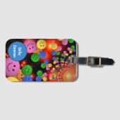 カラフルスマイル顔&かわいいハッピースマイル ラゲッジタグ (正面横)