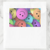 カラフルスマイル顔 長方形シール (バッグ)