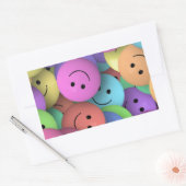 カラフルスマイル顔 長方形シール (封筒)