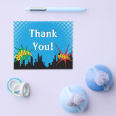 カラフルスーパーヒーロー漫画少年の誕生日ありがとう チラシ (シングル)