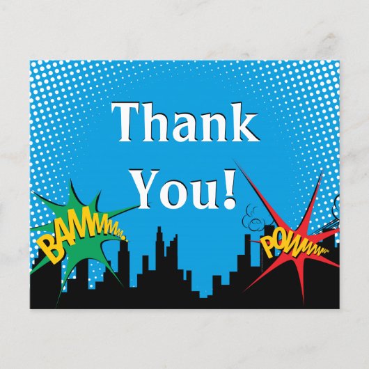 カラフルスーパーヒーロー漫画少年の誕生日ありがとう チラシ (正面)