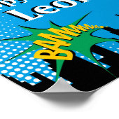 カラフルスーパーヒーロー漫画少年の誕生日パーティー ポスター (角)