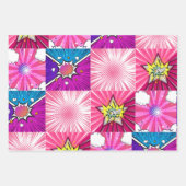 カラフルスーパーヒーロ漫画ポップ・アートのアート背景 ラッピングペーパーシート (正面2)