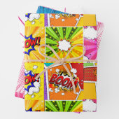 カラフルスーパーヒーロ漫画ポップ・アートのアート背景 ラッピングペーパーシート (インサイチュ)