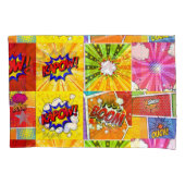 カラフルスーパーヒーロ漫画ポップ・アートのアート背景 枕カバー (正面)