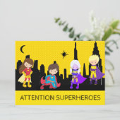 *~*カラフルスーパーヘロス子供の誕生日パーティー 招待状 (スタンド正面)