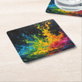 カラフルス絵を描プ スクエアペーパーコースター (アングル)