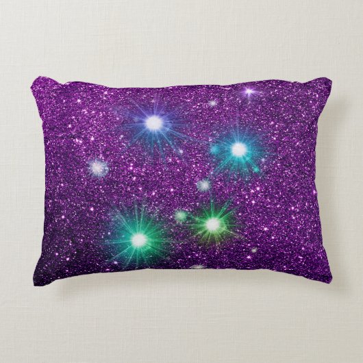 カラフルス輝くターズパープルフェイクグリッター アクセントクッション (正面)