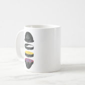 カラフルセペレート灰色顔アート コーヒーマグカップ (正面左)