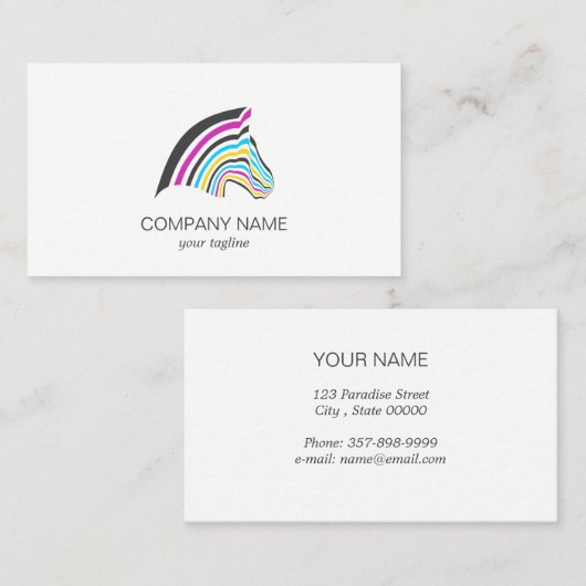 カラフルゼブラ美しモダンい 名刺 (正面/裏面)