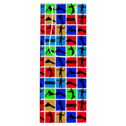 カラフルゾンビ模様 ワインギフトバッグ (正面)