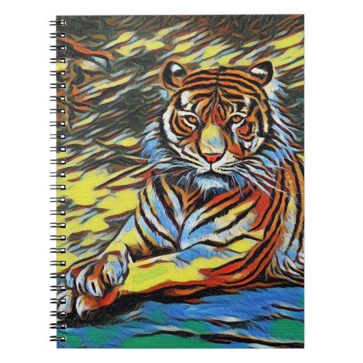 カラフルタイガー絵画アート ノートブック (正面)