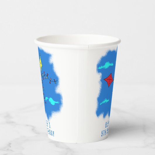 カラフルタイツインブルースカイ子供の誕生日紙カップ 紙コップ (右)