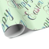 カラフルタイポグラフィソフトグリーンハッピーイースター ラッピングペーパー (ロールコーナー)