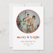 カラフルタイポグラフィメリーとBright Round Photo シーズンカード (正面)
