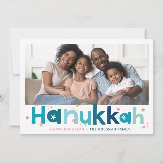 カラフルタイポグラフィモダンの写真青 シーズンカード (正面)