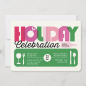 カラフルタイポグラフィモダンホリデーパーティー招待状 招待状 (正面)