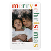 カラフルタイポグラフィモダンメリークリスマス写真 マグネット (縦)