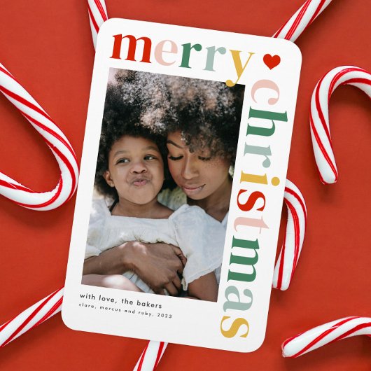 カラフルタイポグラフィモダンメリークリスマス写真 マグネット