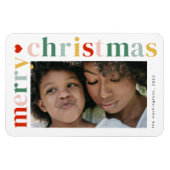 カラフルタイポグラフィモダンメリークリスマス写真 マグネット (横)