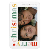 カラフルタイポグラフィモダンメリークリスマス写真 マグネット (縦)