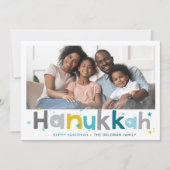 カラフルタイポグラフィモダン景観写真ライト シーズンカード (正面)