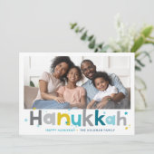 カラフルタイポグラフィモダン景観写真ライト シーズンカード (スタンド正面)