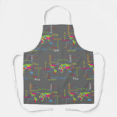 カラフルタイポグラフィワールドマップワモダンードトラベル エプロン (正面)