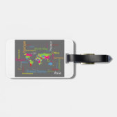 カラフルタイポグラフィワールドマップワモダンードトラベル ラゲッジタグ (裏面横)