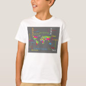 カラフルタイポグラフィワールドマップワモダンードトラベル Tシャツ (正面)