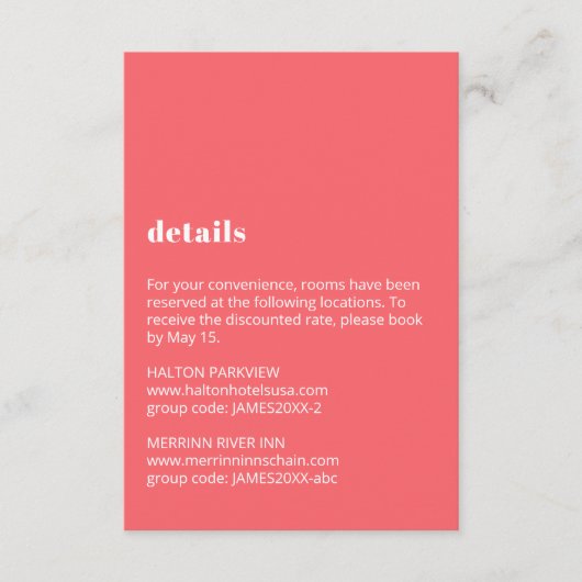 カラフルタイポグラフィ結婚詳細 エンクロージャーカード (正面)