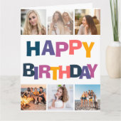カラフルタイポグラフィ6フォトコラージュハッピーバースデー カード (正面)