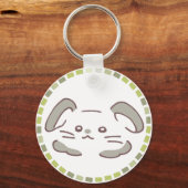 カラフルタイル模様＆ふわふわうさぎ キーホルダー (正面)