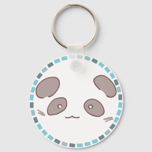 カラフルタイル模様&パンダ キーホルダー (正面)