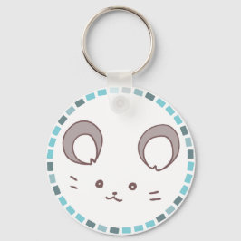 カラフルタイル模様&丸耳ねずみ キーホルダー