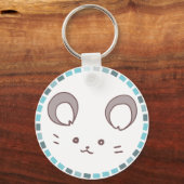 カラフルタイル模様&丸耳ねずみ キーホルダー (正面)