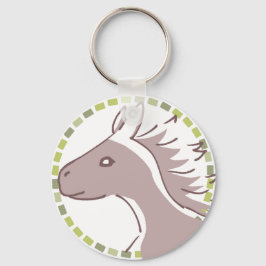 カラフルタイル模様&穏やかな馬イラスト キーホルダー