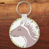 カラフルタイル模様＆穏やかな馬イラスト キーホルダー (正面)