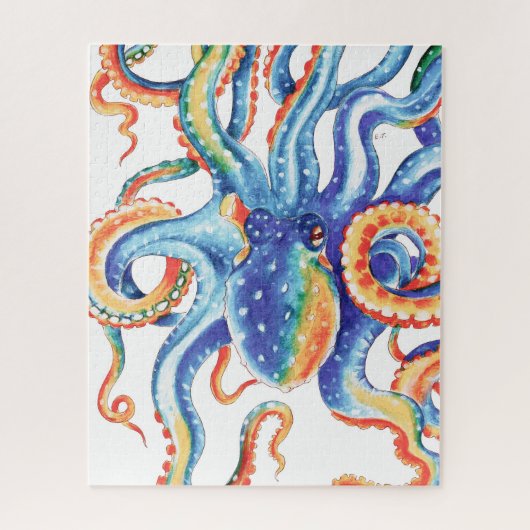 カラフルタコ水彩画 ジグソーパズル (縦)