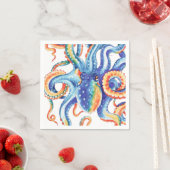 カラフルタコ水彩画 スタンダードカクテルナプキン (インサイチュ)