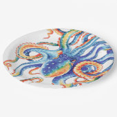 カラフルタコ水彩画 ペーパープレート (アングル)