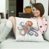 カラフルタコ水色の大目 クッション