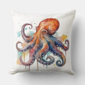 カラフルタコ水色の大目 クッション (正面)