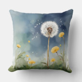 カラフルタンポポ水彩画 クッション (正面)