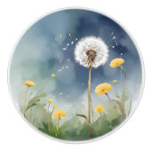 カラフルタンポポ水彩画 セラミックノブ (正面)