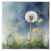 カラフルタンポポ水彩画 タイル (正面)